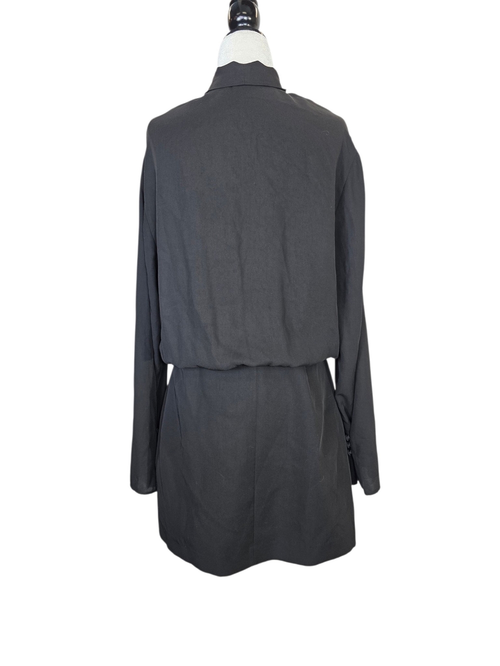 Zara Black Tie-Neck long sleeves Mini dress - Picture 3 of 9